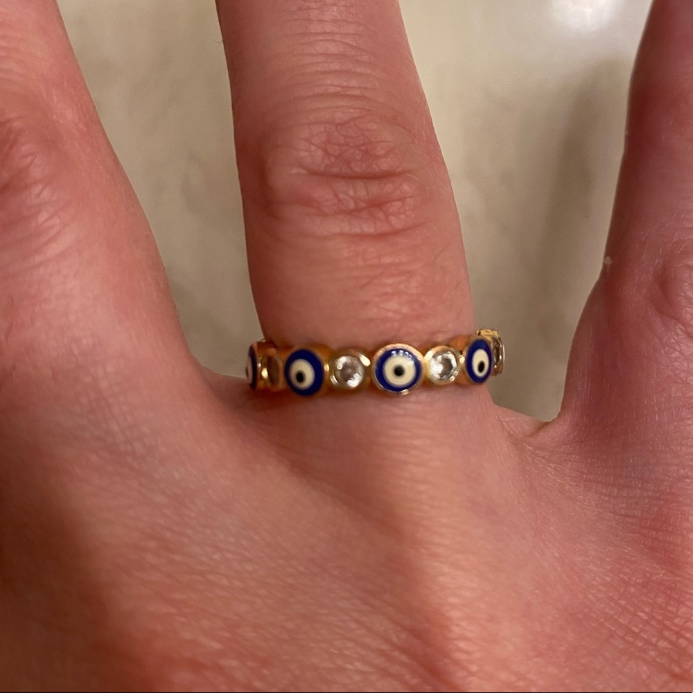 Evil Eye/ Rhinestones Ring Size 7